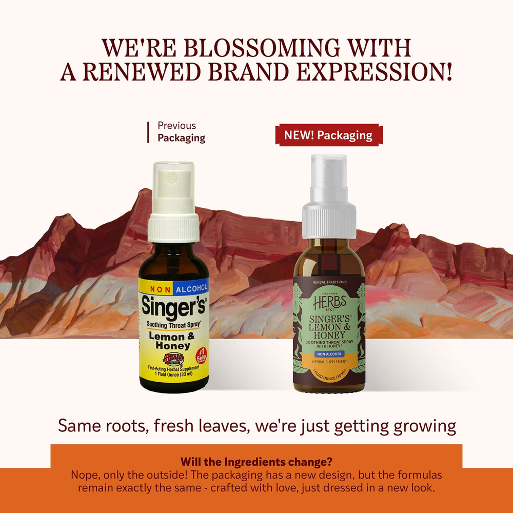 Herbs Etc., Singer's®, без спирта, лимон и мед, 30 мл (1 жидк. унция)