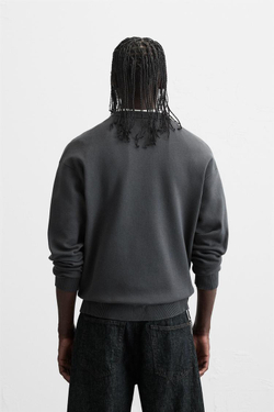 ZARA СВИТЕР ИЗ МЯГКОЙ ТКАНИ С РЕЛЬЕФНЫМ УЗОРОМ, АНТРАЦИТОВО-СЕРЫЙ