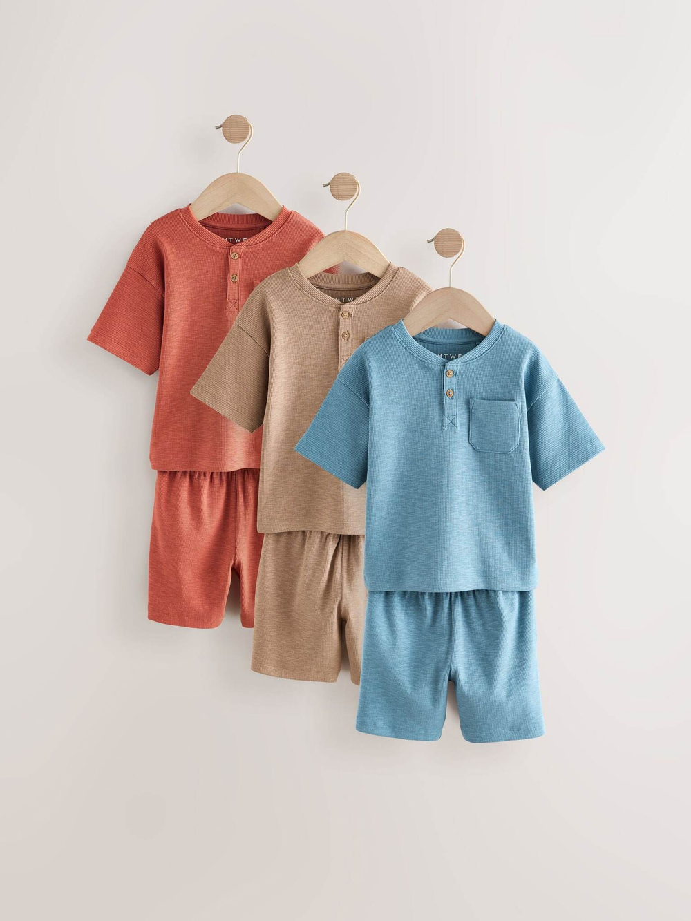 Пижама для мальчика Next AK8-624, 3 шт., Голубой, Песочный, Кирпичный