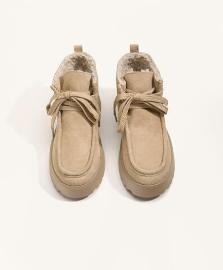 OYSHO Ботинки из натуральной кожи, песочный