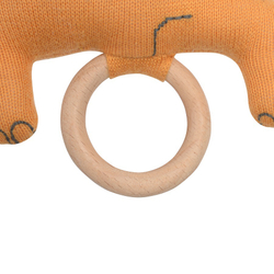 Погремушка хлопковая с деревянным держателем 14х11см Tkano Tiny world Динозавр Toto