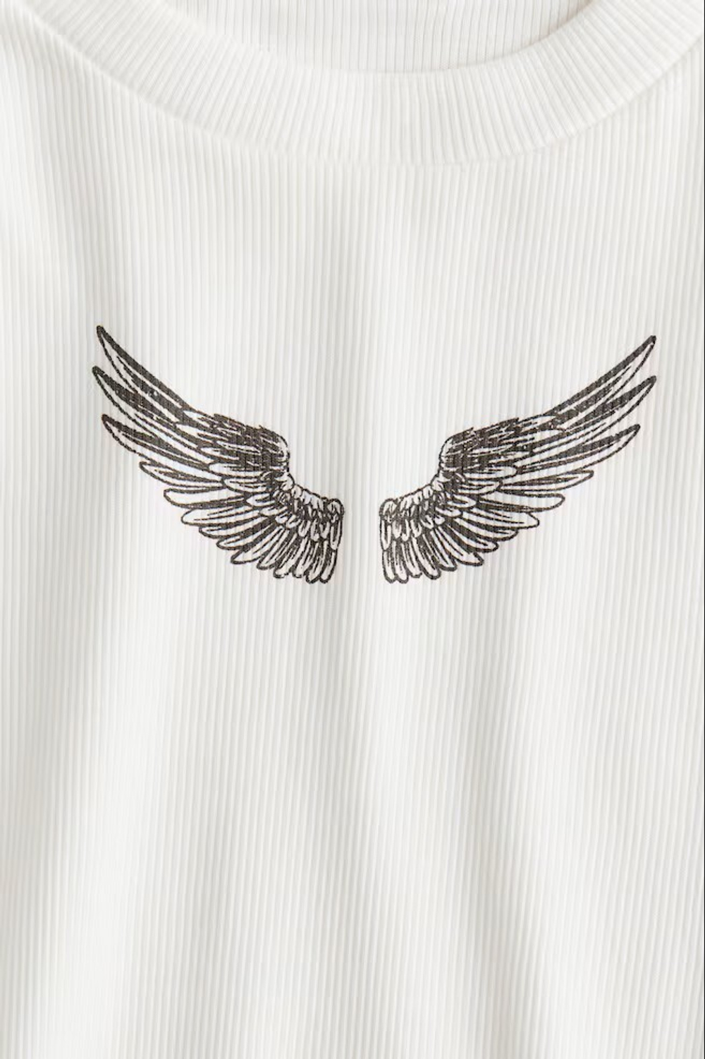 H&M Трикотажный топ в рубчик, белый