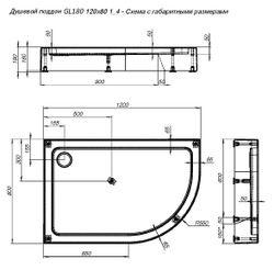 Душевой поддон Aquanet GL180 120x80 L