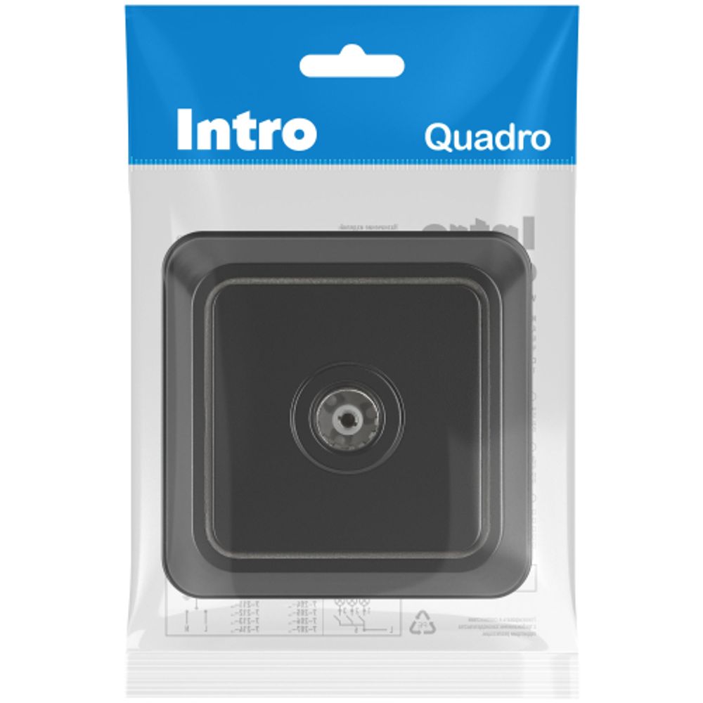 Розетка Intro Quadro 2-301-05 TV одиночная IP20 ОУ антрацит | Intro