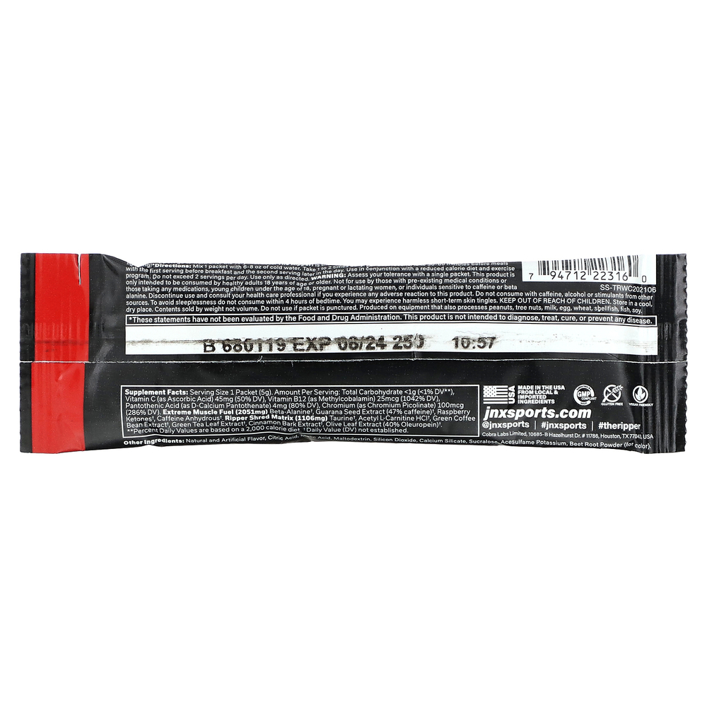 JNX Sports, The Ripper, сжигатель жира, арбузные конфеты, 1 шт., 5 г (0,18 унции)