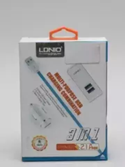 Набор (3в1) 2.1А+АЗУ 2.1А/USB lightning 1м LDNIO (S100) white