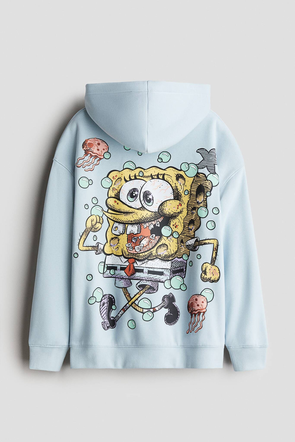 H&M Толстовка с капюшоном и принтом, голубой