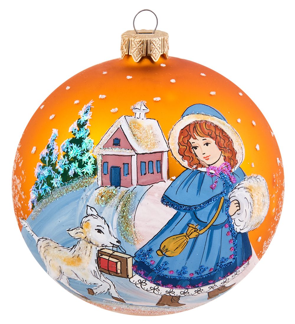 Элита НФШ-1679 Ел.украшение Шар «Девочка с козочкой» 100 мм