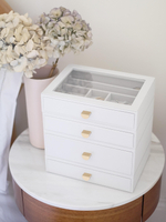 Органайзер для украшений и часов со стеклянной крышкой Stackers Classic Jewellery Box, 4 секции - White Pebble (White Pebble / серый / White Pebble / 500)