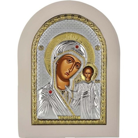 Казанская икона Божьей Матери. Икона в серебряном окладе. 10 х 14 см