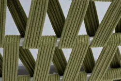 "Диего" диван 2-местный плетеный из роупа, каркас алюминий светло-серый (RAL7035) муар, роуп салатовый меланж круглый, ткань светло-серая