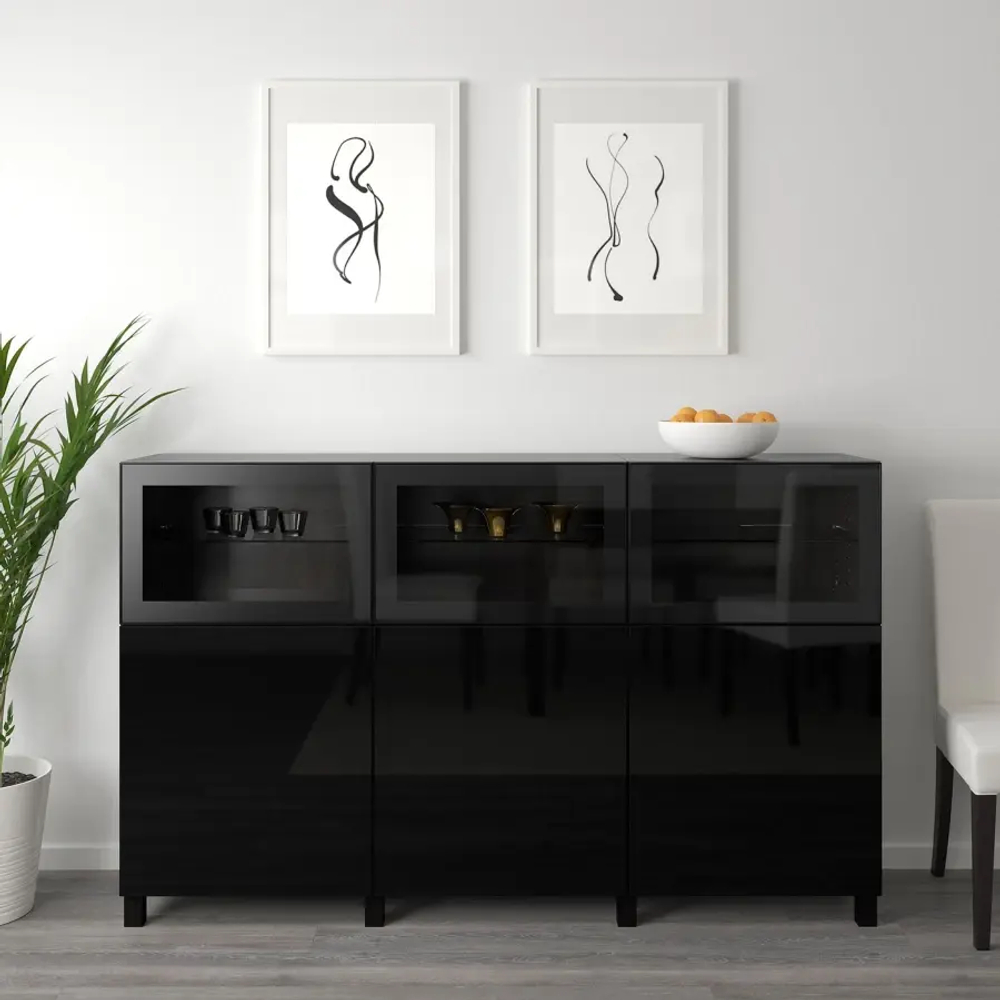 Комбинация для хранения - IKEA BESTÅ/BESTA/ БЕСТА/БЕСТО ИКЕА, 180x42x112 см, черный