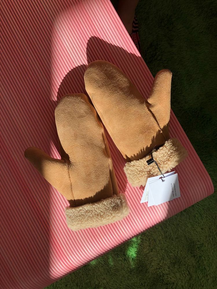 Полосатые рукавицы из норки