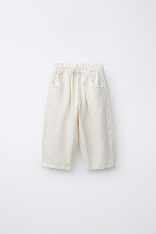 ZARA СВОБОДНЫЕ БРЮКИ ИЗ САРЖИ, ЭКРЮ