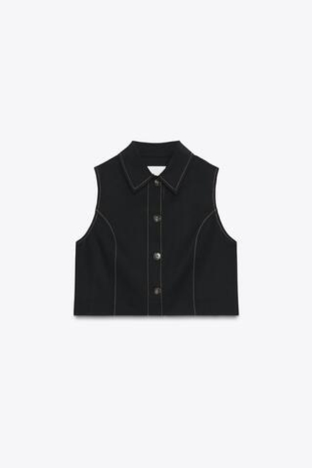ZARA ЖИЛЕТ С КОНТРАСТНОЙ ОТДЕЛКОЙ, ЧЕРНЫЙ