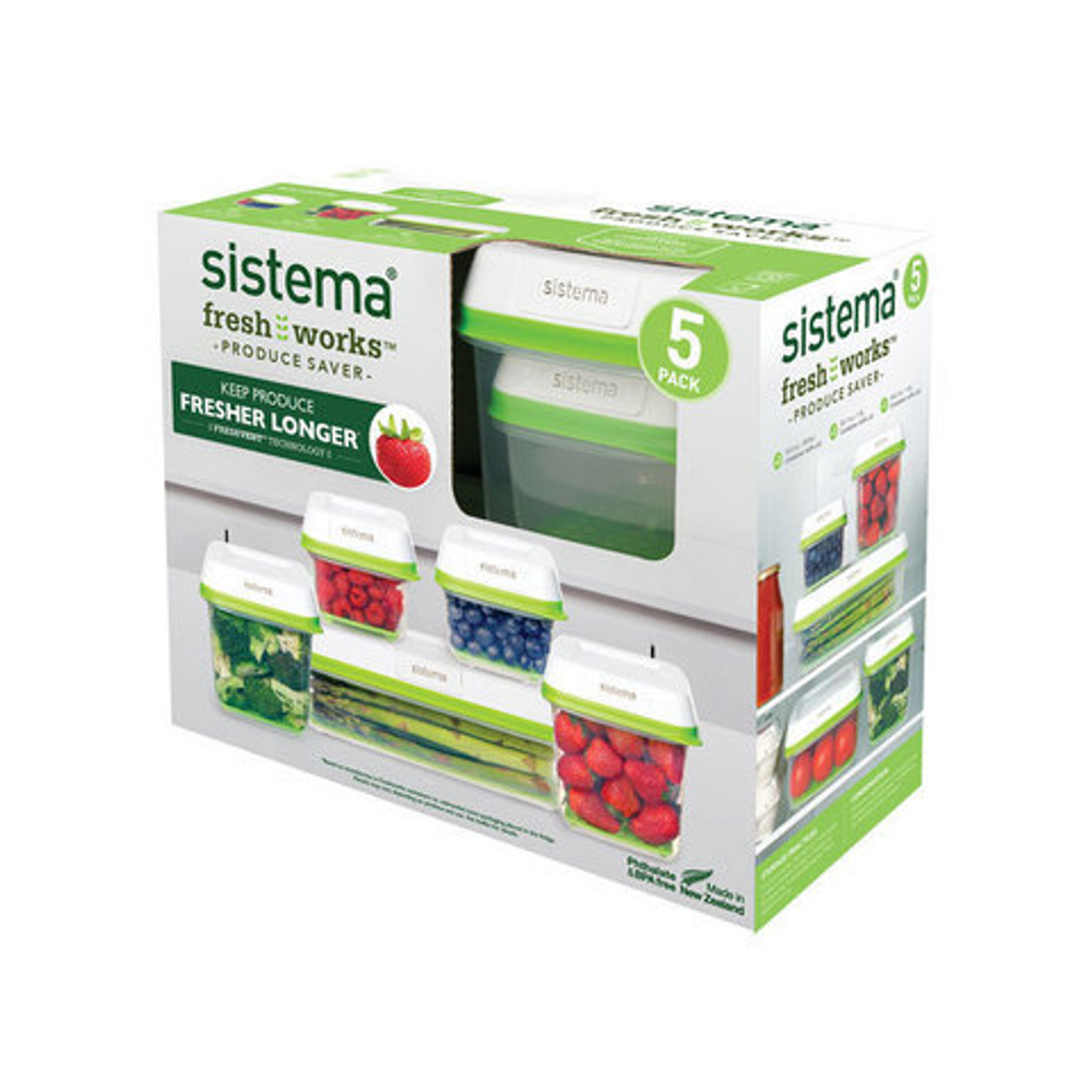 Набор контейнеров 5шт Sistema FreshWorks зеленый