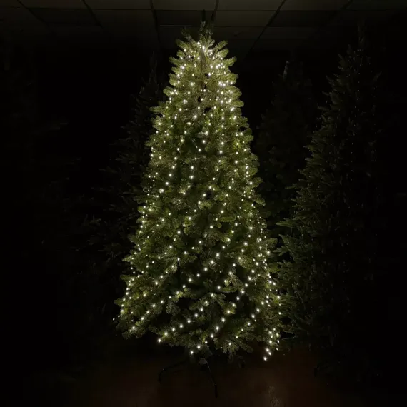 Светодиодная нить Хвост 480 белых ламп, 12 лучей по 2 метра, 24В, 8 режимов, таймер, зеленый провод, LUCA (85437)