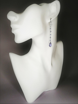 Серьги длинные с кристаллами Сваровски "Ледяная лаванда"