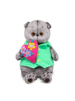 Мягкая игрушка Басик с сердцем в цветочек 25 см