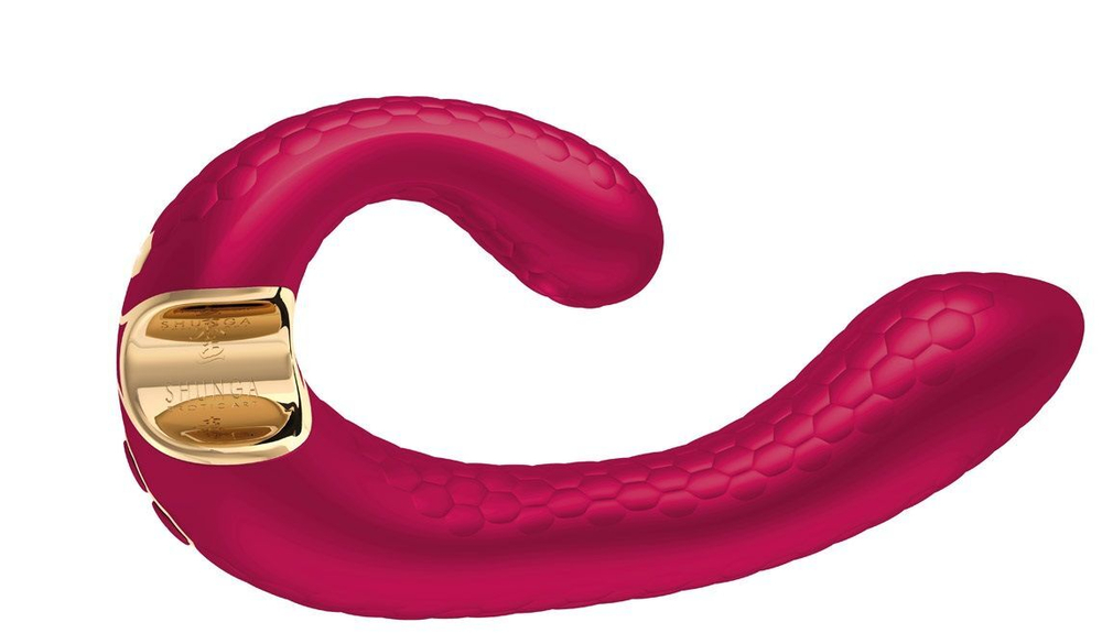 Малиновый гибкий вибростимулятор MIYO с двумя моторами - 18,5 см. (Цвет: малиновый)