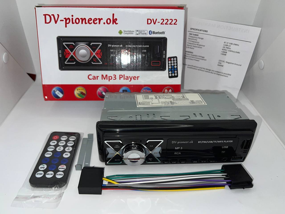 Автомагнитола DV-Pionir DV-2222, Bluetooth , usb, micro, aux, fm, пульт