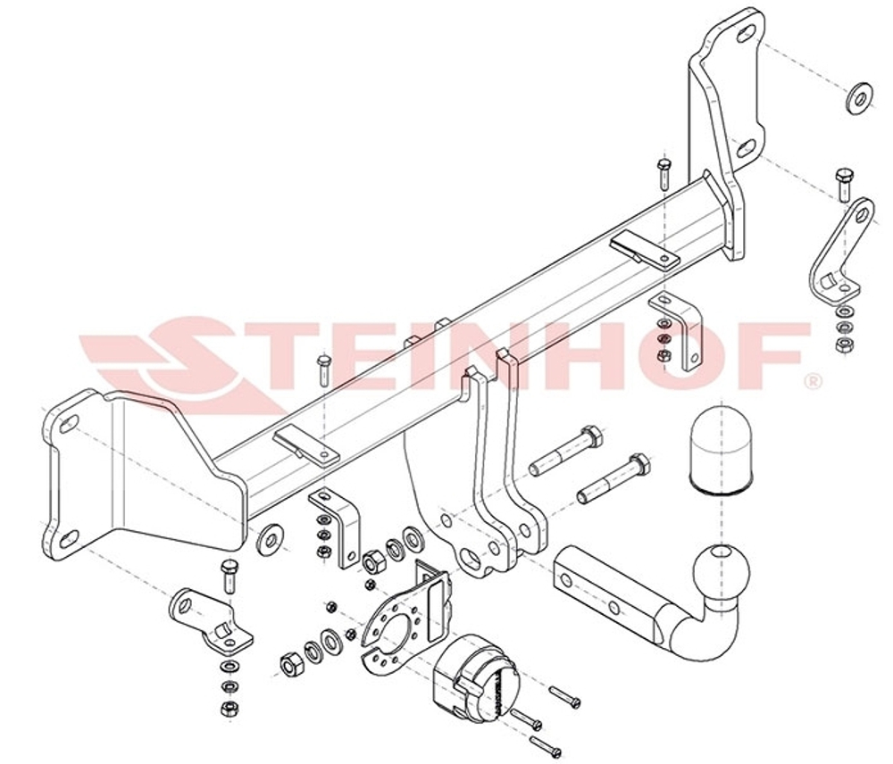 Фаркоп Steinhof B-092 для BMW X3 G01 2017-, BMW X3 F25 2010-2017, BMW X4 F26 2014-2018(паспорт и сертификат в комплекте)(без электрики)
