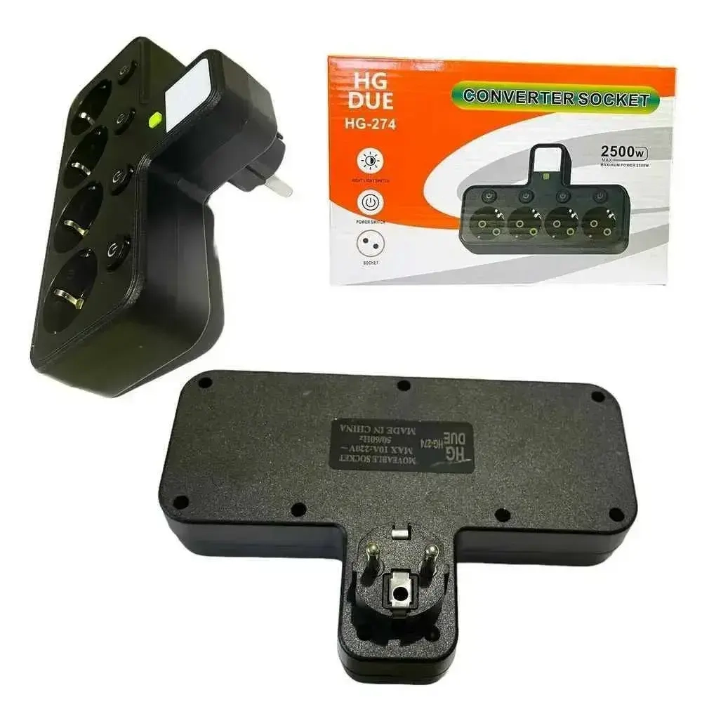 Тройник в розетку 4 гнезда , сетевой фильтр с USB, Type-C