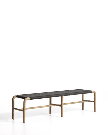 Скамейка Alipa из массива акации и веревки темно-серого цвета