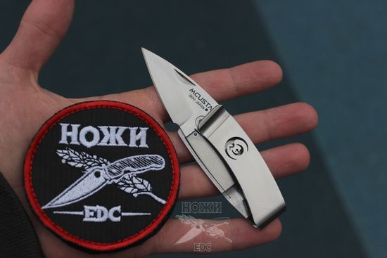 Складной нож -зажим для купюр Mcusta TSURU (журавли) MC-0083 c клинком из стали AUS-8, рукоять Stainless Steel