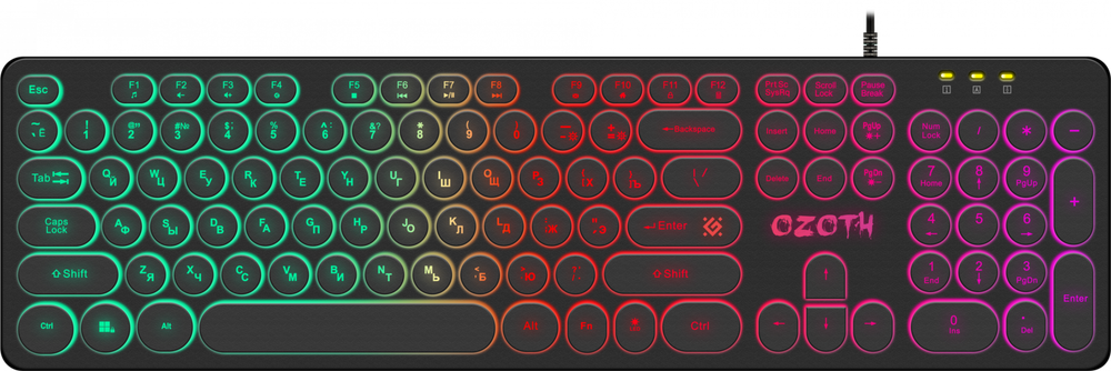 Клавиатура Defender Ozoth GK-106 RU,черный,радужная,104+FN