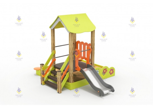 Песочный дворик с горкой «Ромашка»