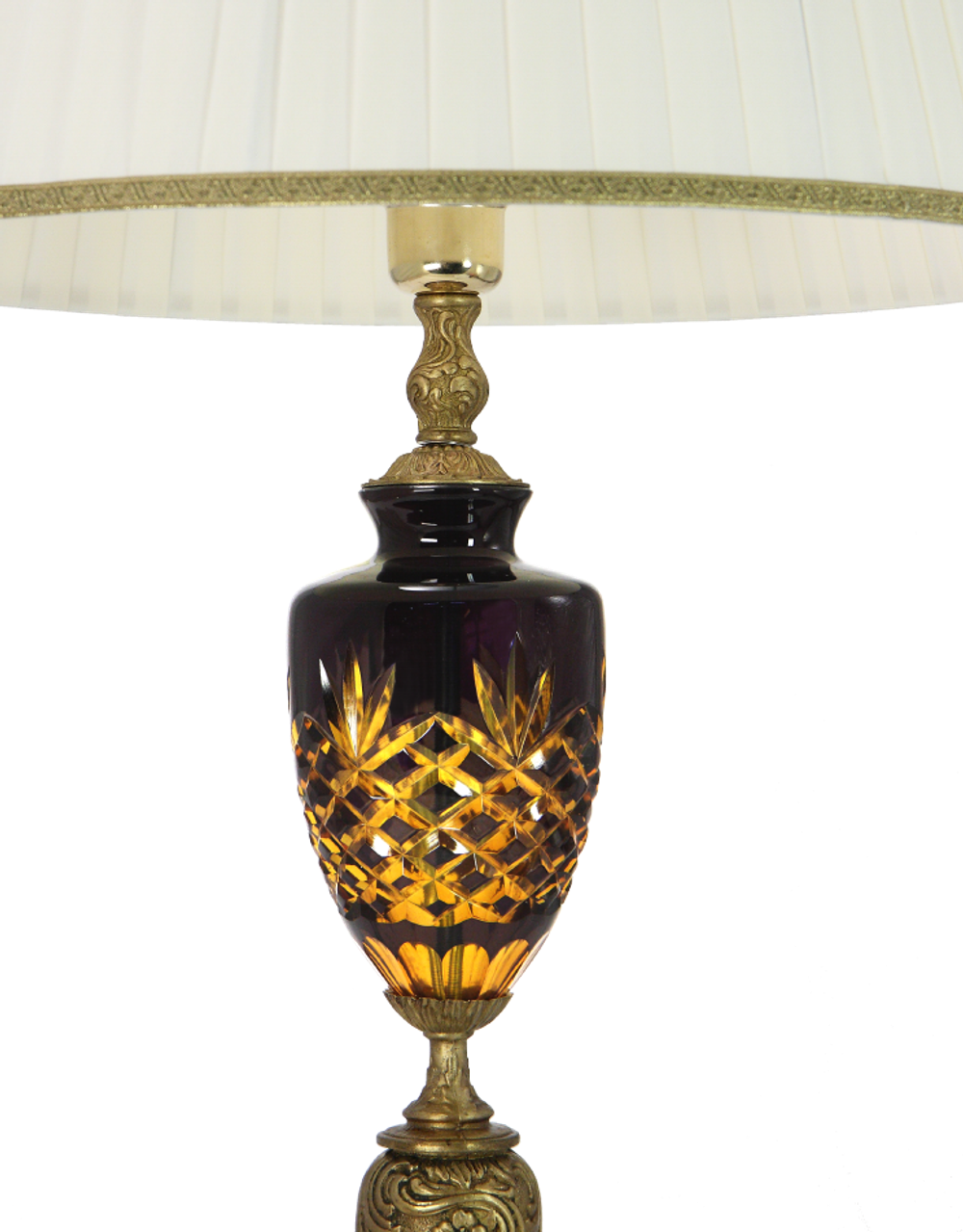 Olympus Brass Лампа настольная из венецианского стекла на бронзовом основании с абажуром