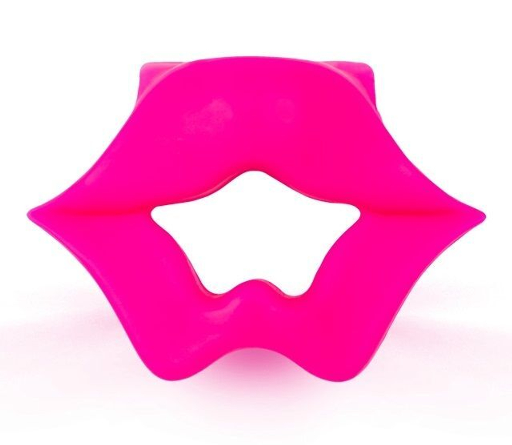 Розовое эрекционное виброкольцо в форме губ