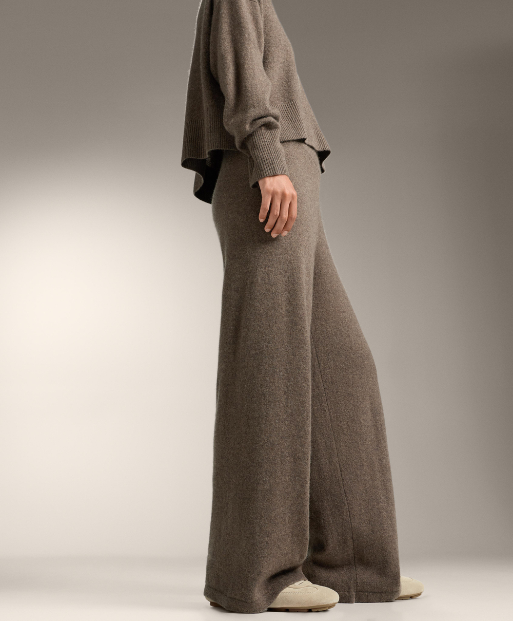 OYSHO Брюки прямого кроя из 100% кашемира, серо-коричневый