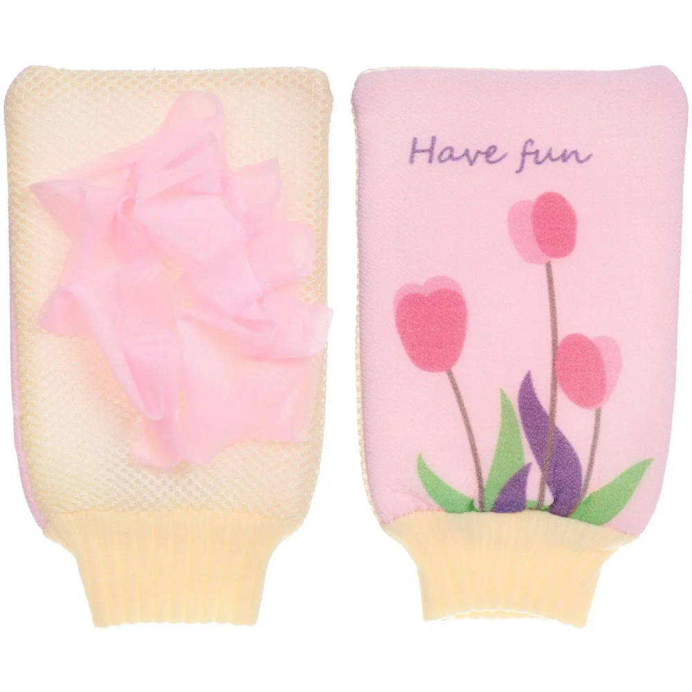 Мочалка - варежка массажная «Premium - KASKATA», цвет розовый, 24*15см (ZIPпакет)