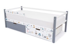 Детская кровать тахта Бельмарко Svogen графит-белый мишки