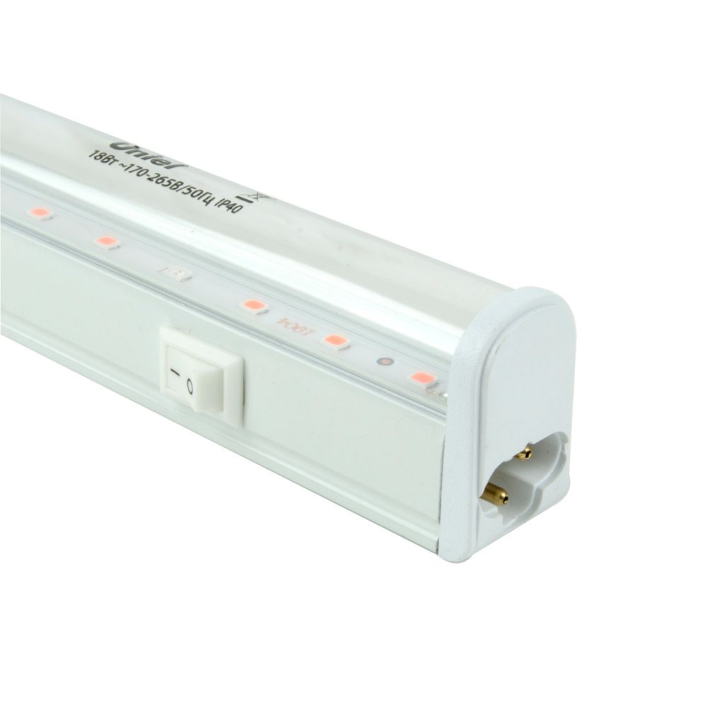 ULI-P42-18W-SPBX IP40 WHITE Светильник для растений светодиодный линейный. 560мм. выкл. на корпусе. Алюминий. Спектр с дальним красным для рассады и досвечивания в период роста. TM Uniel