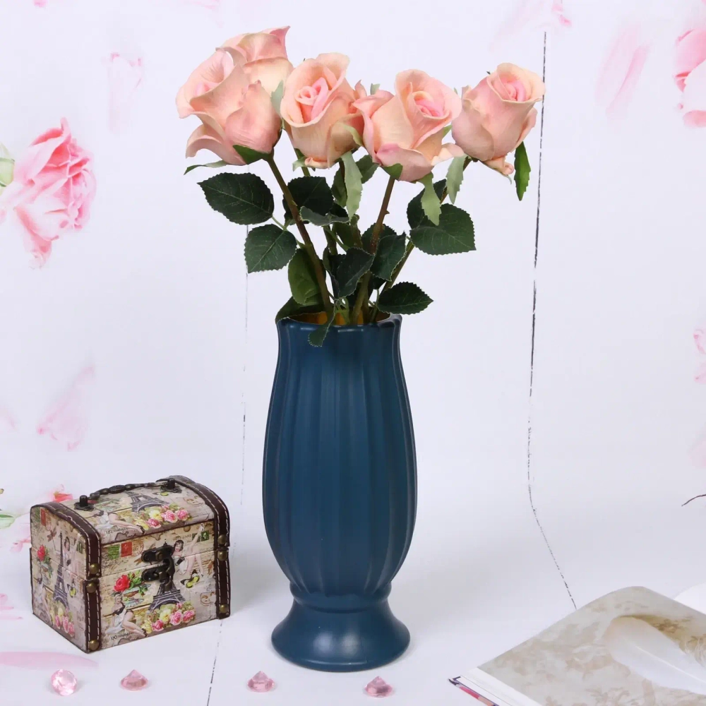 Ваза из пластика «Вивьен» 10*24см цвет морская волна