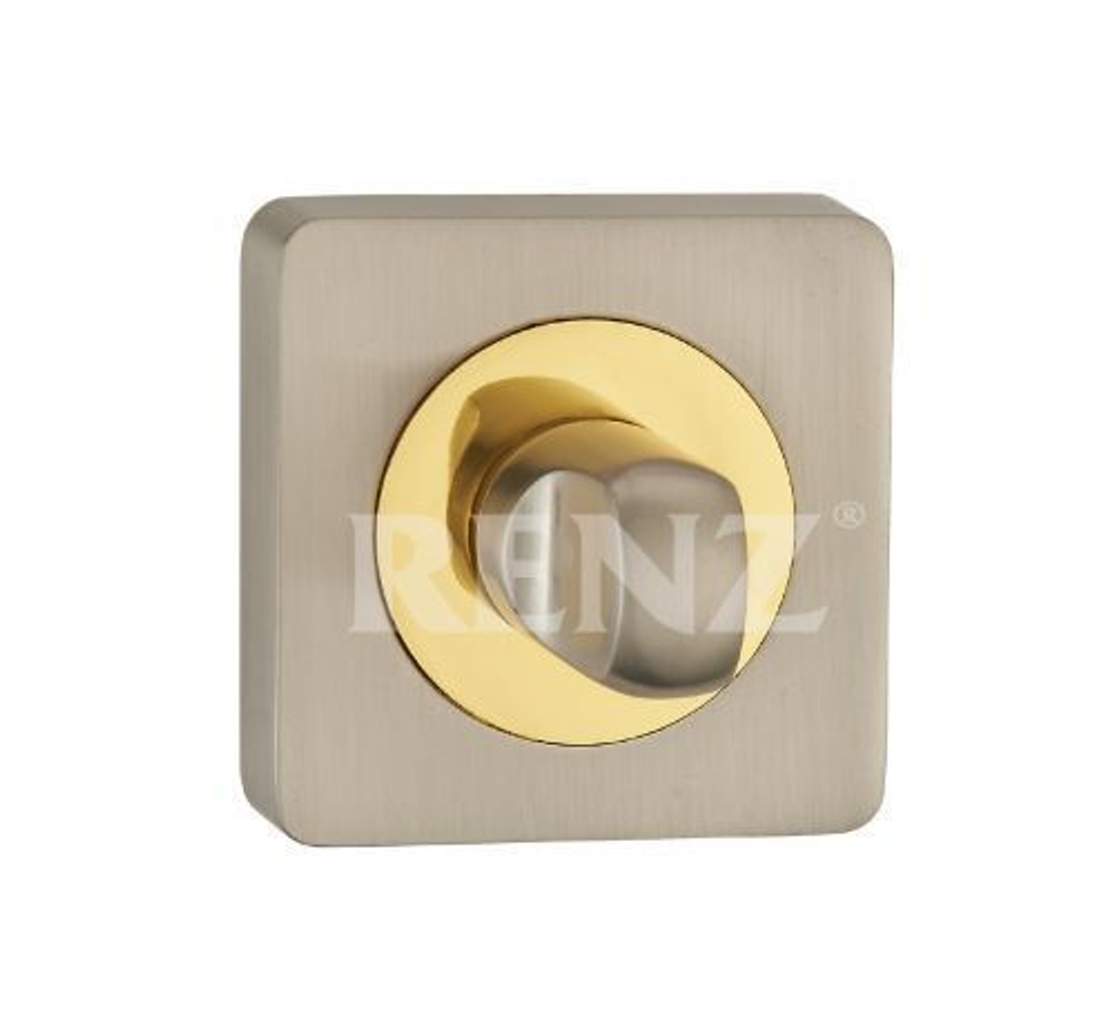 [ТОВАРА НЕТ В НАЛИЧИИ] Завертка квадрат Ренц BK 02, цвет никель матовый/латунь блестящая (гарантия - 12 месяцев)