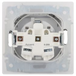 Розетка Intro Accent 6-209-01 , 2P+E Schuko с крышкой штор., 16А-250В, IP44, СУ, AL/CU, белый