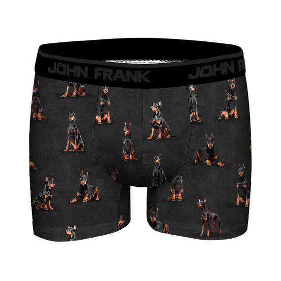 Мужские трусы боксеры темно-серые с принтом JOHN FRANK JFBD378-DOBERMAN