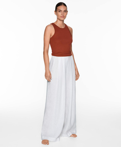 Oysho Топ на бретелях в рубчик, коричневый