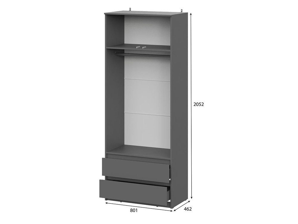 Денвер шкаф двухстворчатый с ящиками / Графит серый