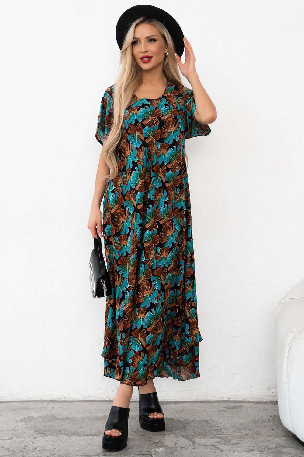 Платье Магия лета (коричневый/бирюза) Р11-867/15 Nikol (Акция)