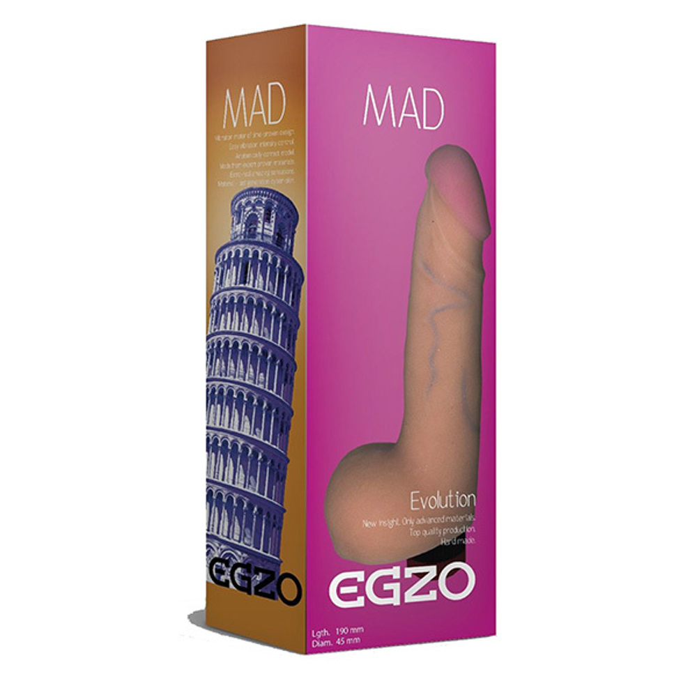 Телесный реалистичный мультискоростной вибратор 19см Egzo Mad Tower