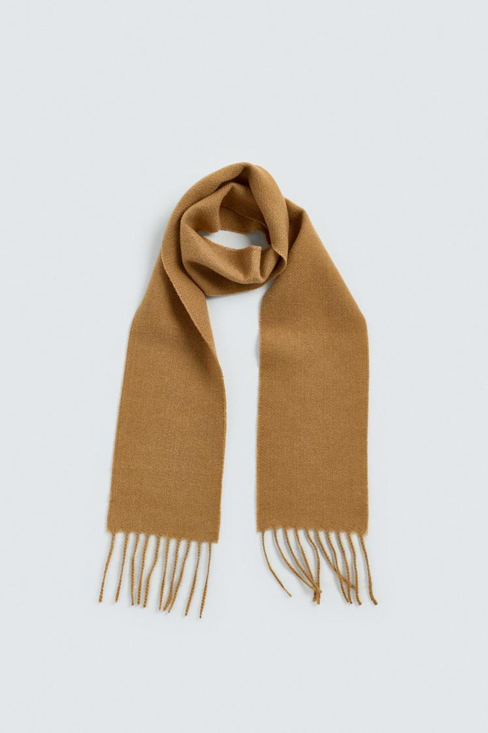 ZARA УЗКИЙ ШАРФ С БАХРОМОЙ, БЕЖЕВЫЙ