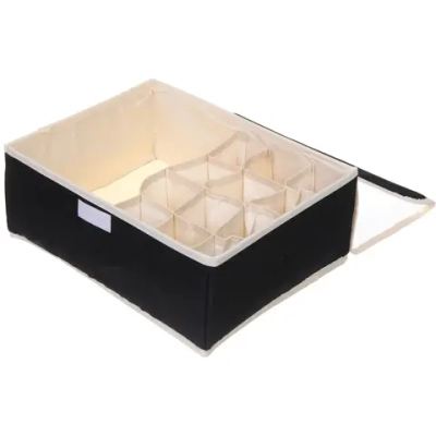 Кофр - органайзер для хранения вещей с прозрачной крышкой «УЮТДОМА», цвет черный, 13 отделений, 32*24*12см