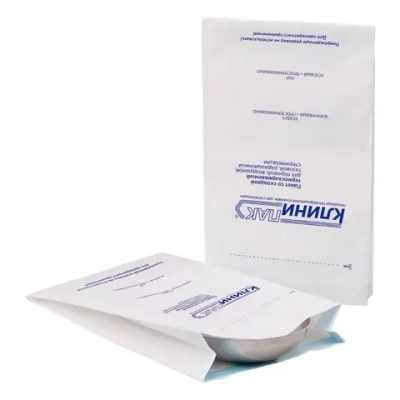 Пакет для стерилизации бумажный со складкой термосвариваемый Клинипак 180х95х380 мм 100 шт