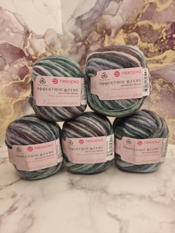 Эффектное фламе, пряжа Пехорка 38% шерсть, 38% ПАН, 24% Полиамид 5х50г/125м 1224м