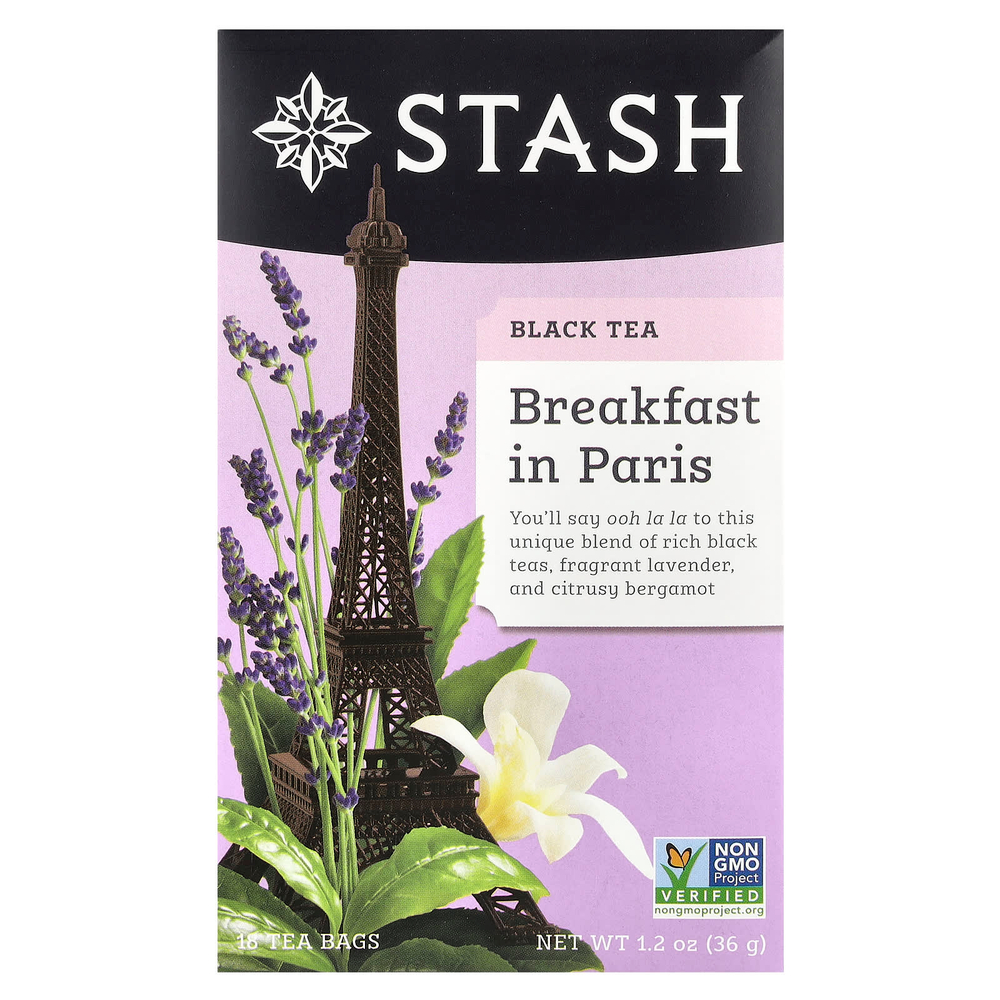 Stash Tea, черный чай, «Завтрак в Париже», 18 чайных пакетиков, 36 г (1,2 унции)